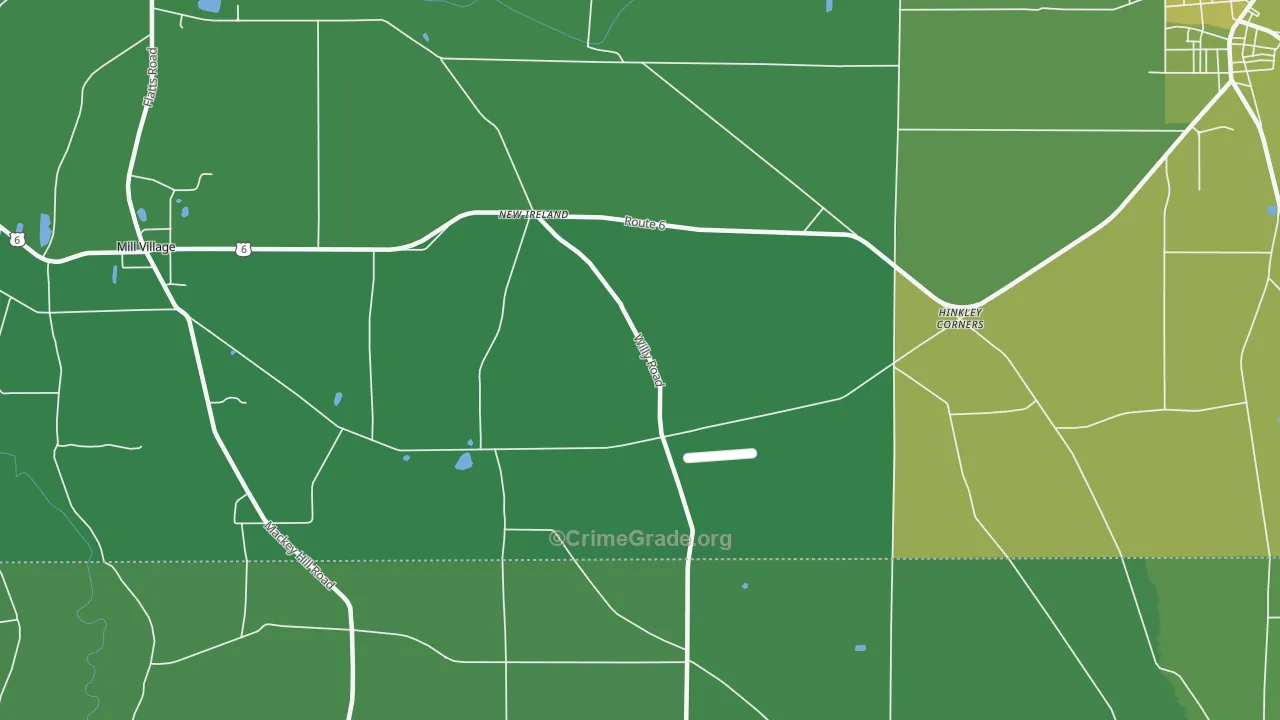 New Ireland, PA Map of Vehicle Theft Rates