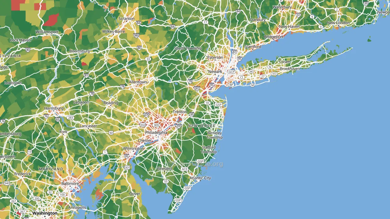 New Jersey Map of Vehicle Theft Rates