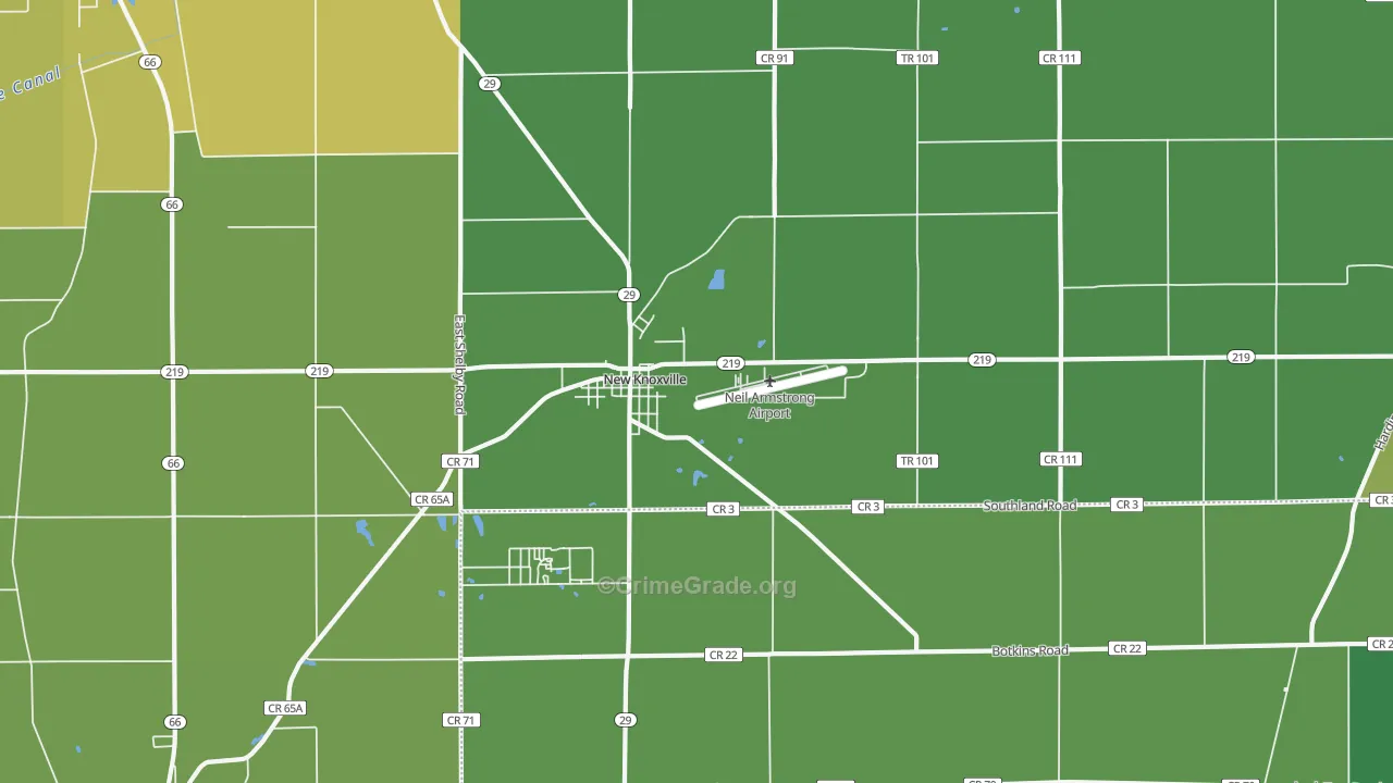 New Knoxville, OH Map of Vehicle Theft Rates
