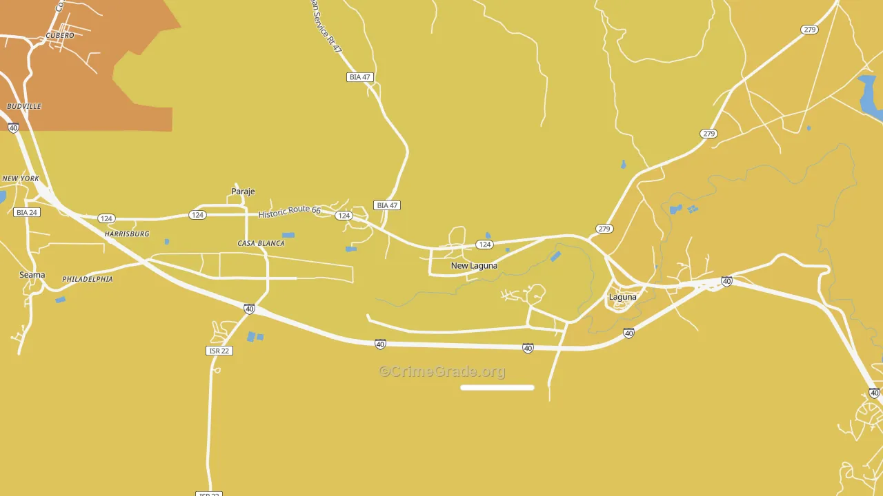 New Laguna, NM Map of Vehicle Theft Rates