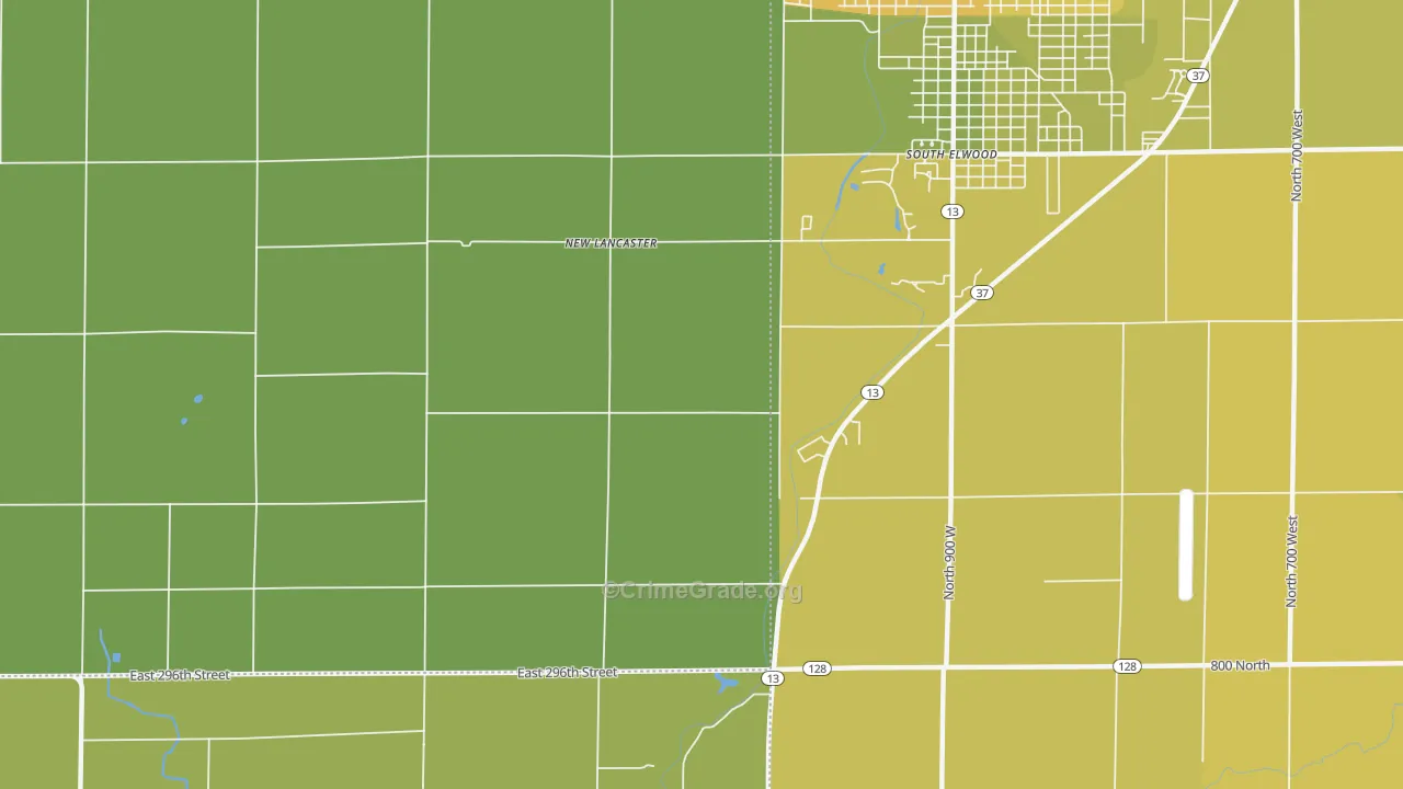 New Lancaster, IN Map of Vehicle Theft Rates