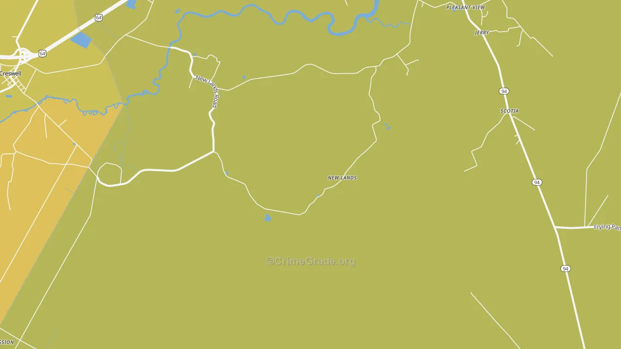 New Lands, NC Map of Vehicle Theft Rates
