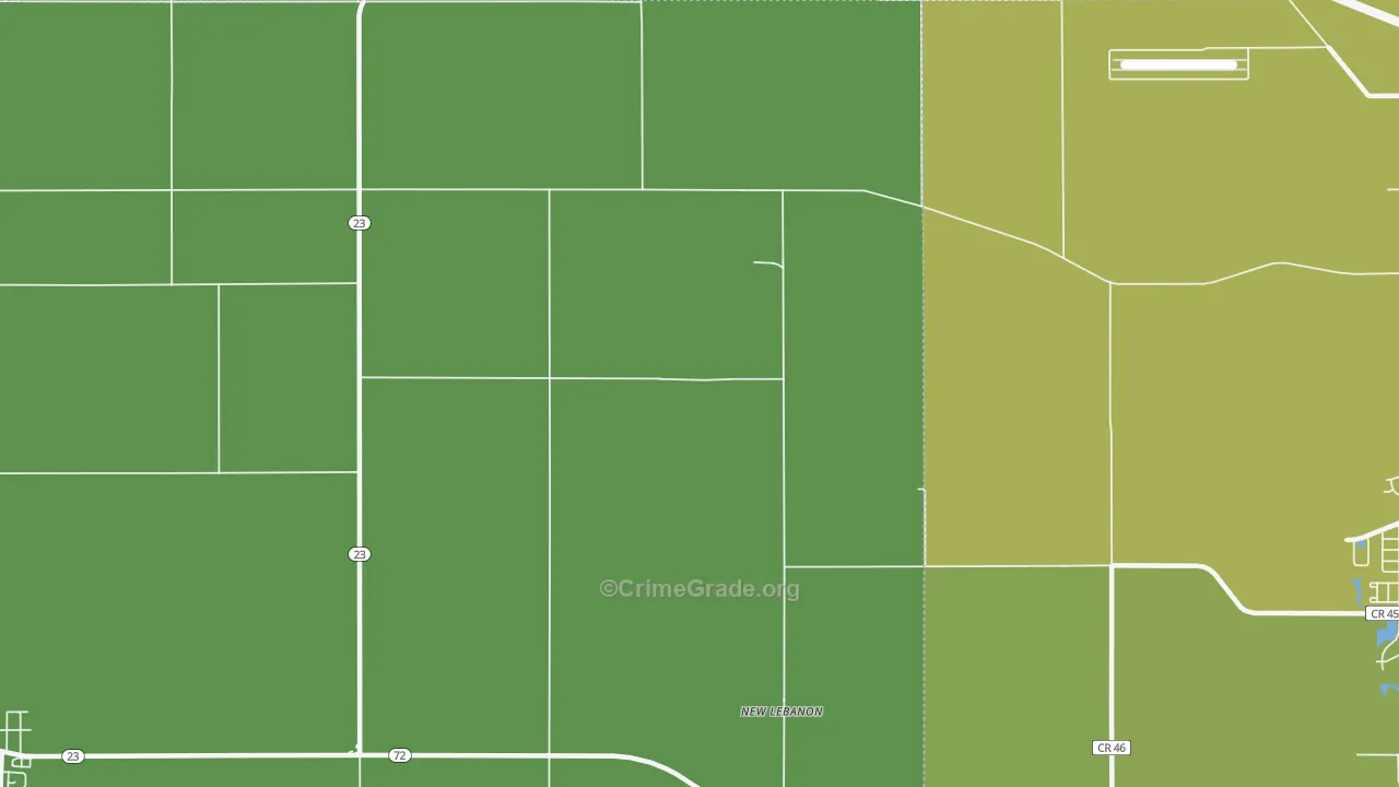 New Lebanon, IL Map of Vehicle Theft Rates