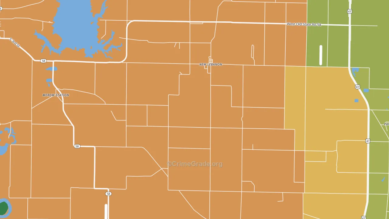 New Lebanon, IN Map of Vehicle Theft Rates