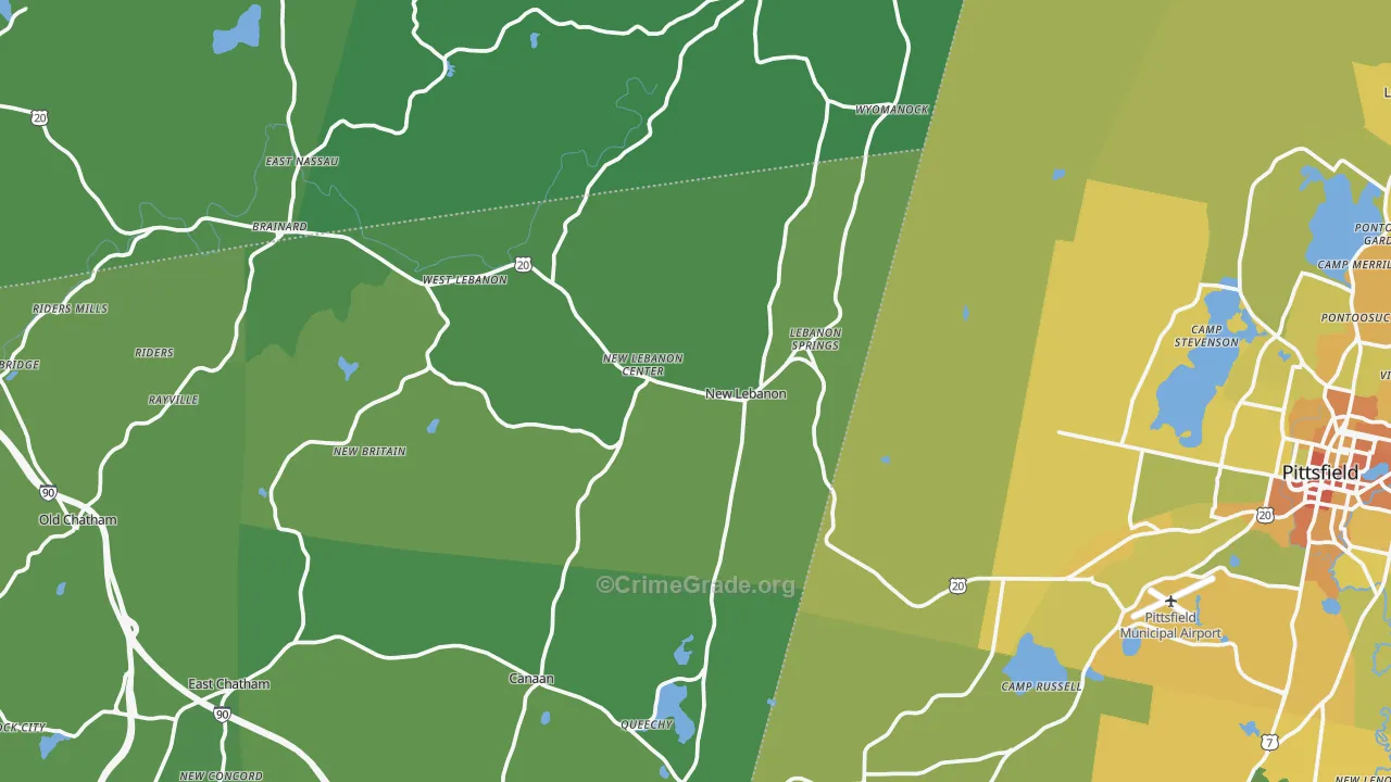 New Lebanon, NY Map of Vehicle Theft Rates