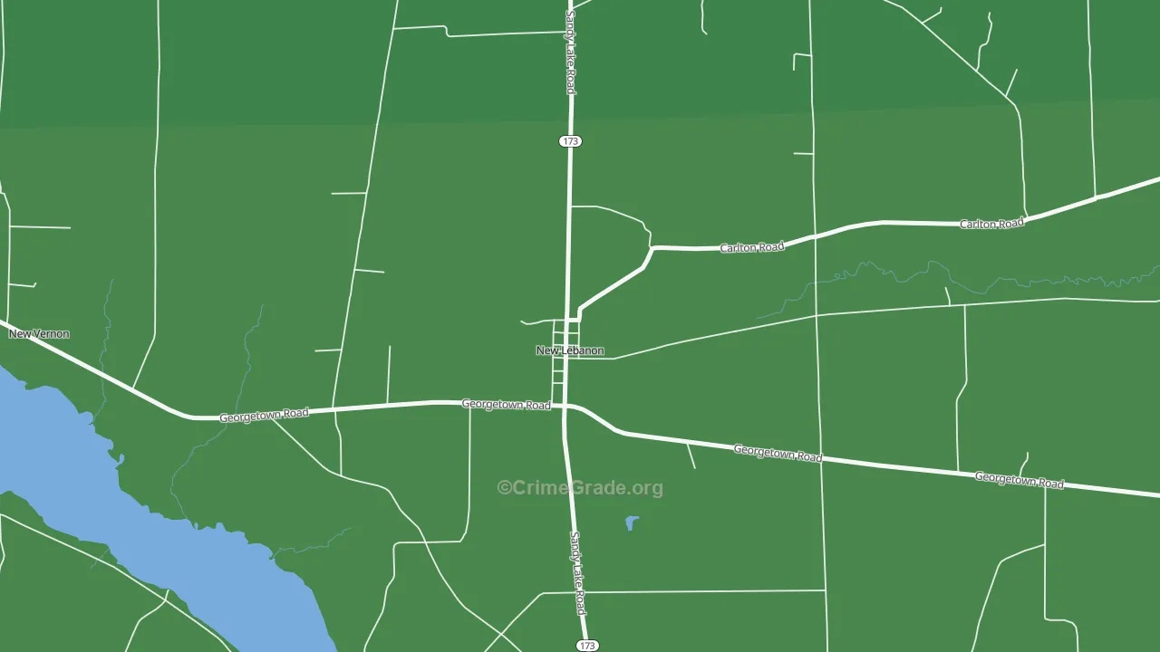 New Lebanon, PA Map of Vehicle Theft Rates