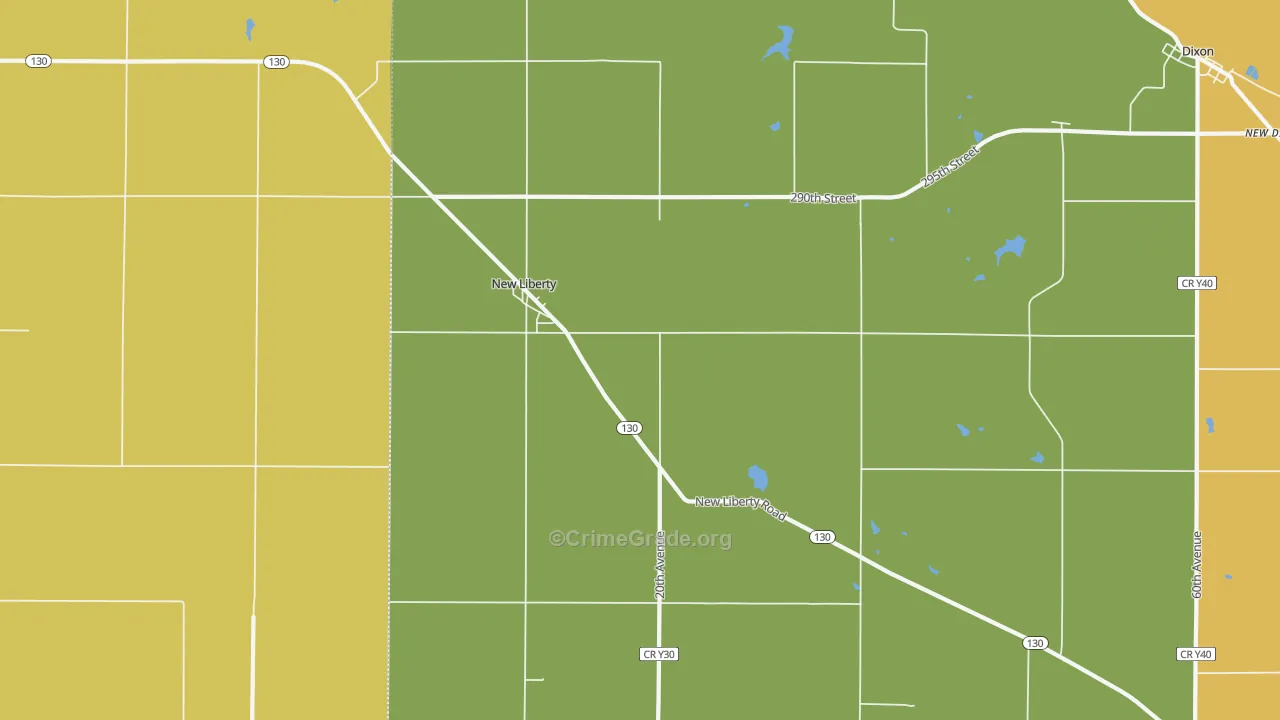 New Liberty, IA Map of Vehicle Theft Rates