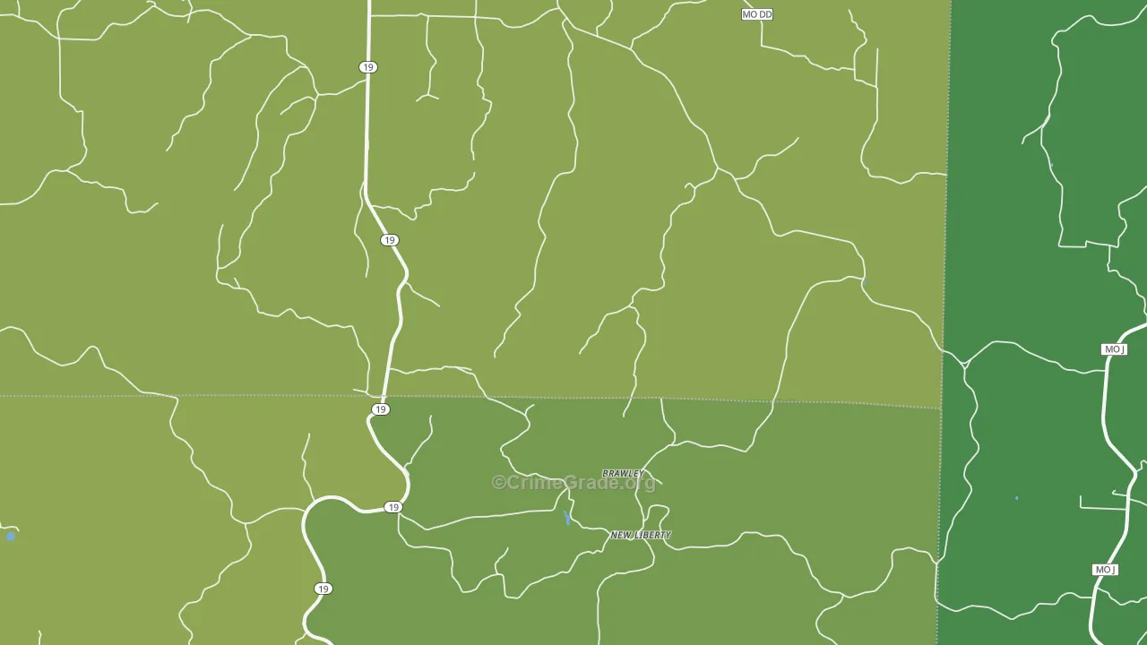 New Liberty, MO Map of Vehicle Theft Rates