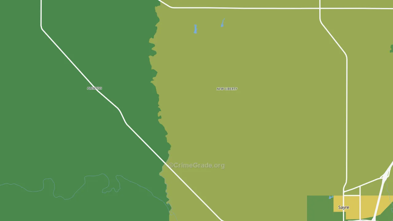 New Liberty, OK Map of Vehicle Theft Rates