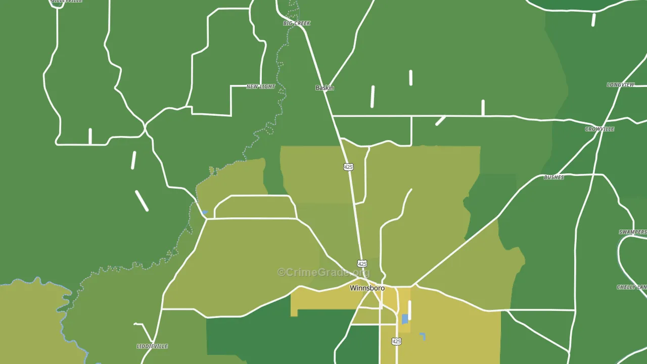 New Light, LA Map of Vehicle Theft Rates