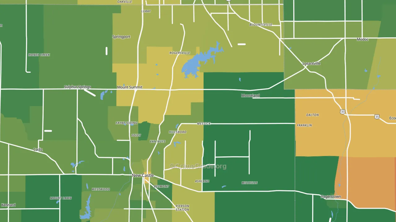 New Lisbon, IN Map of Vehicle Theft Rates