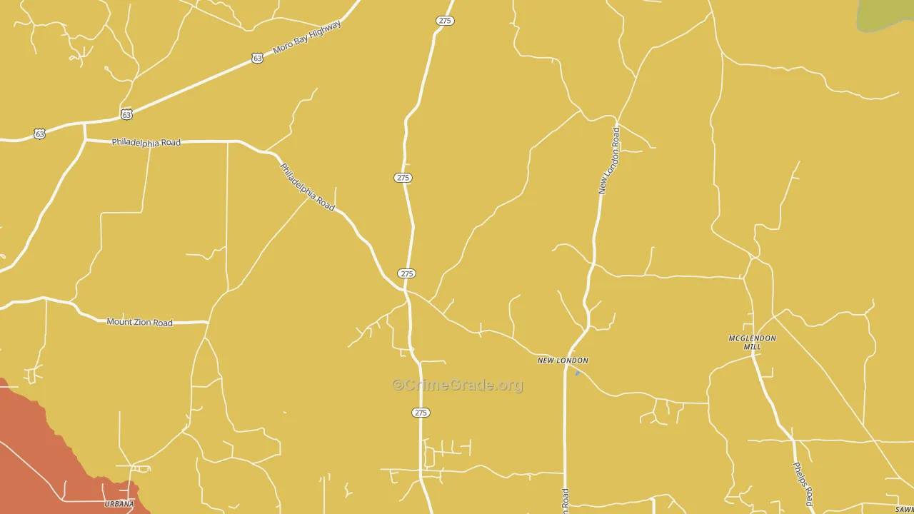 New London, AR Map of Vehicle Theft Rates