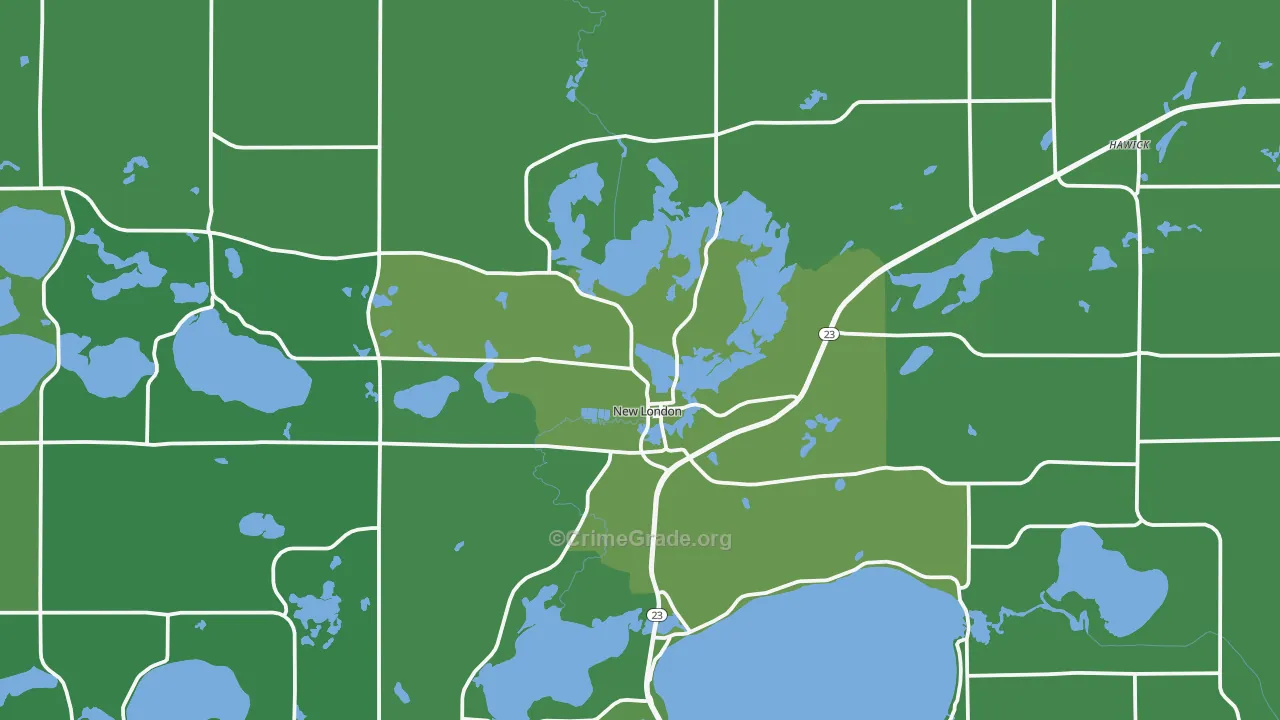 New London, MN Map of Vehicle Theft Rates