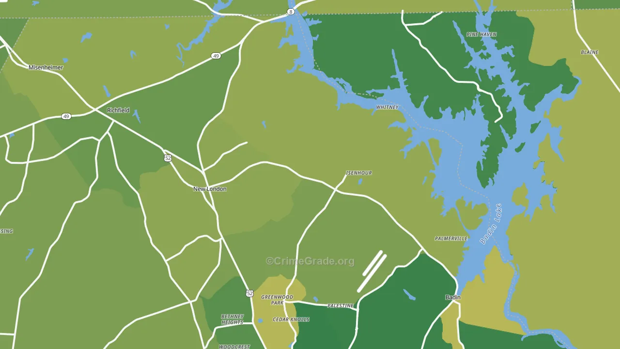 New London, NC Map of Vehicle Theft Rates