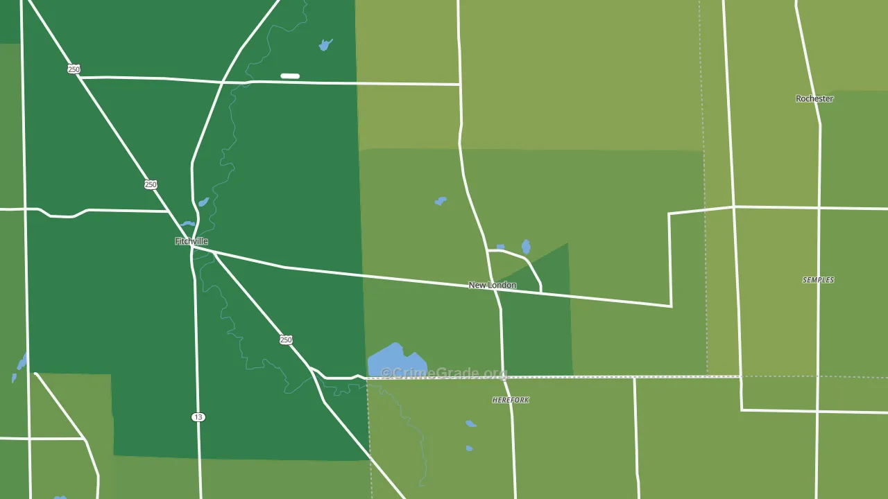 New London, OH Map of Vehicle Theft Rates