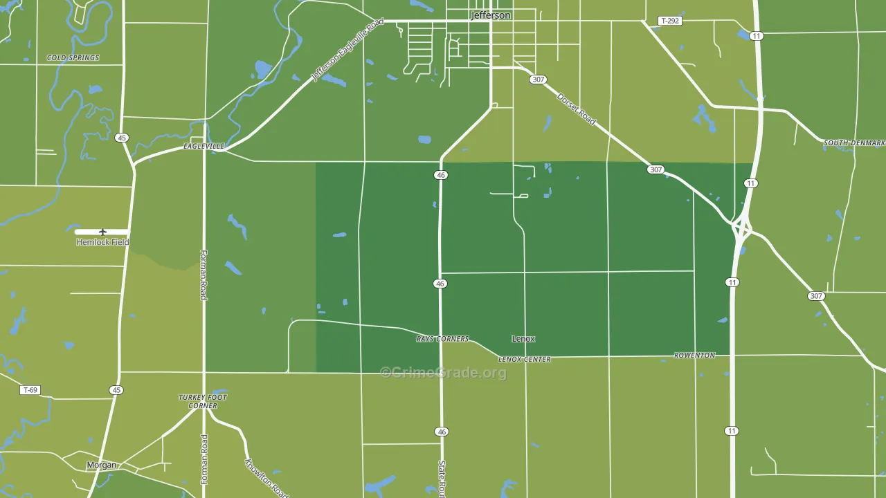 New Lyme, OH Map of Vehicle Theft Rates