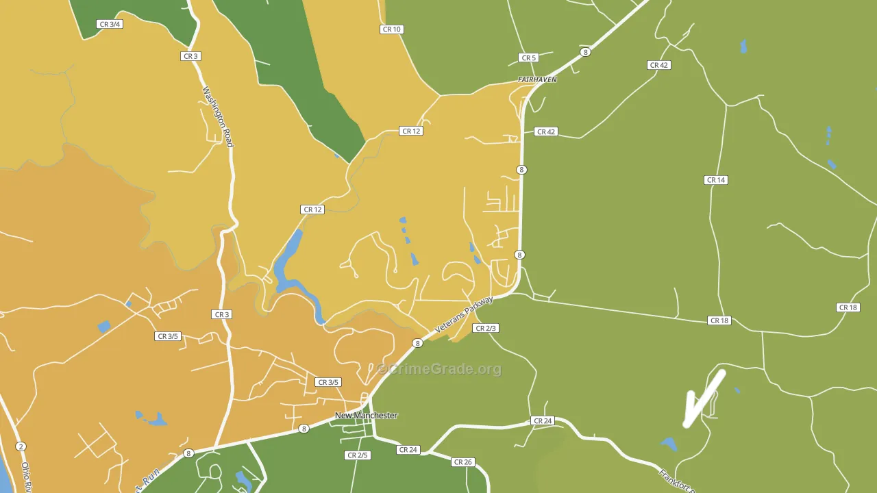 New Manchester, WV Map of Vehicle Theft Rates