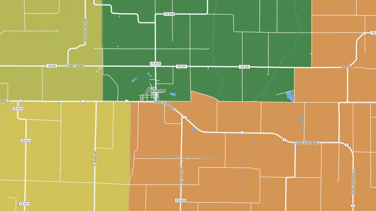 New Market, IA Map of Vehicle Theft Rates