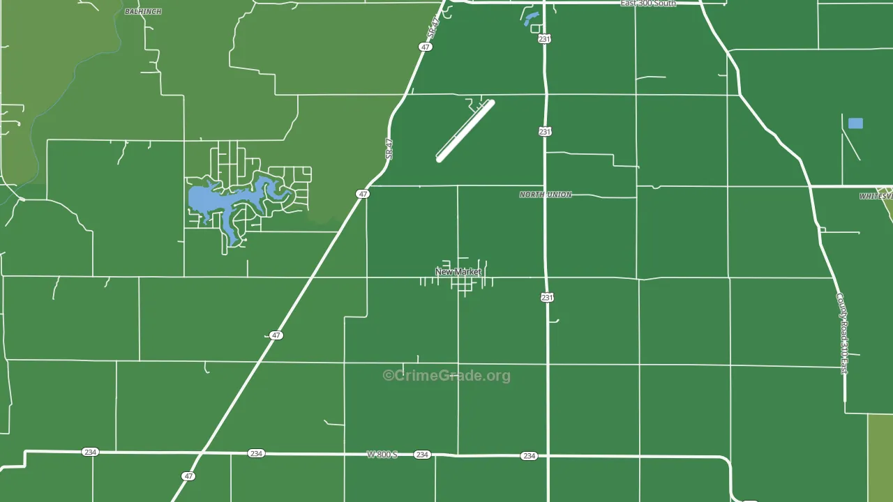 New Market, IN Map of Vehicle Theft Rates