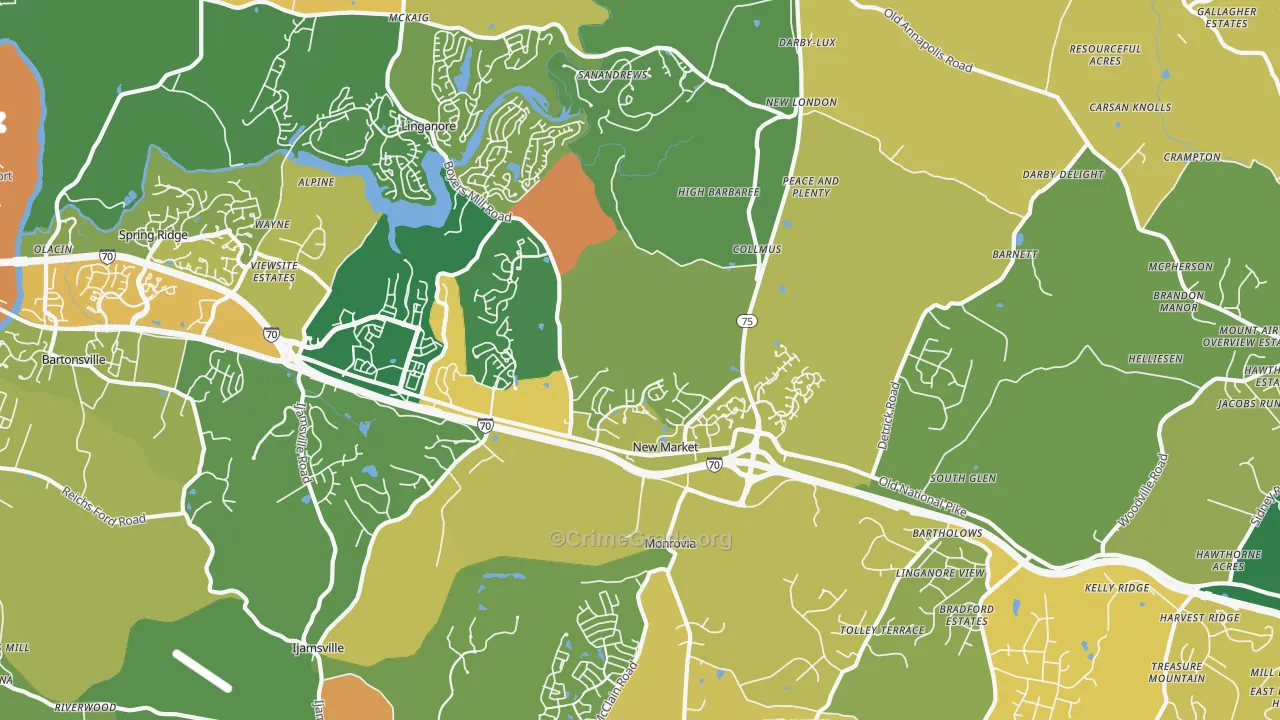 New Market, MD Map of Vehicle Theft Rates