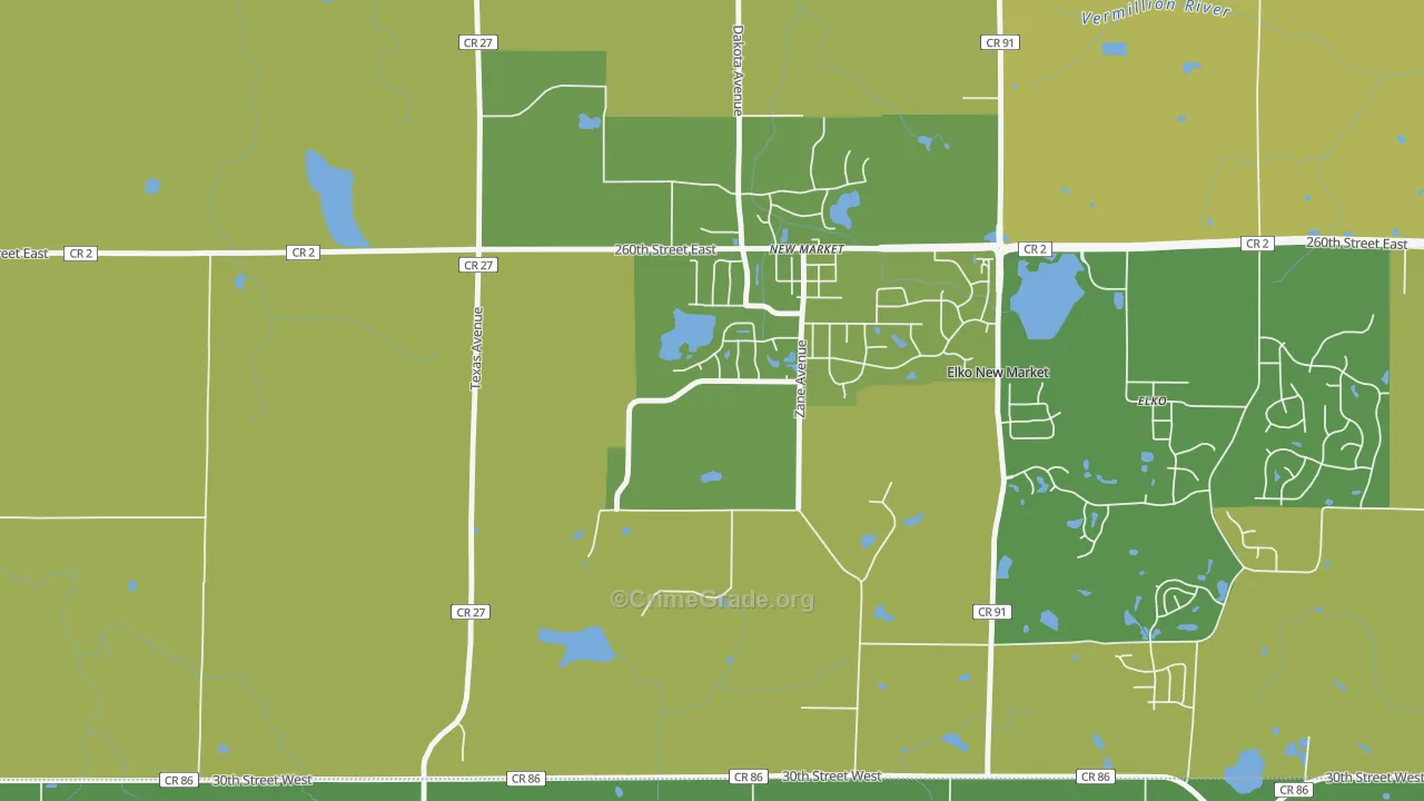 New Market, MN Map of Vehicle Theft Rates