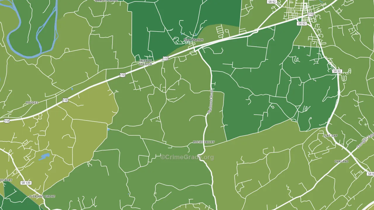 New Market, TN Map of Vehicle Theft Rates