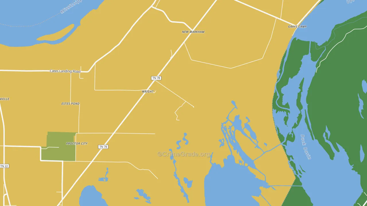 New Markham, TN Map of Vehicle Theft Rates