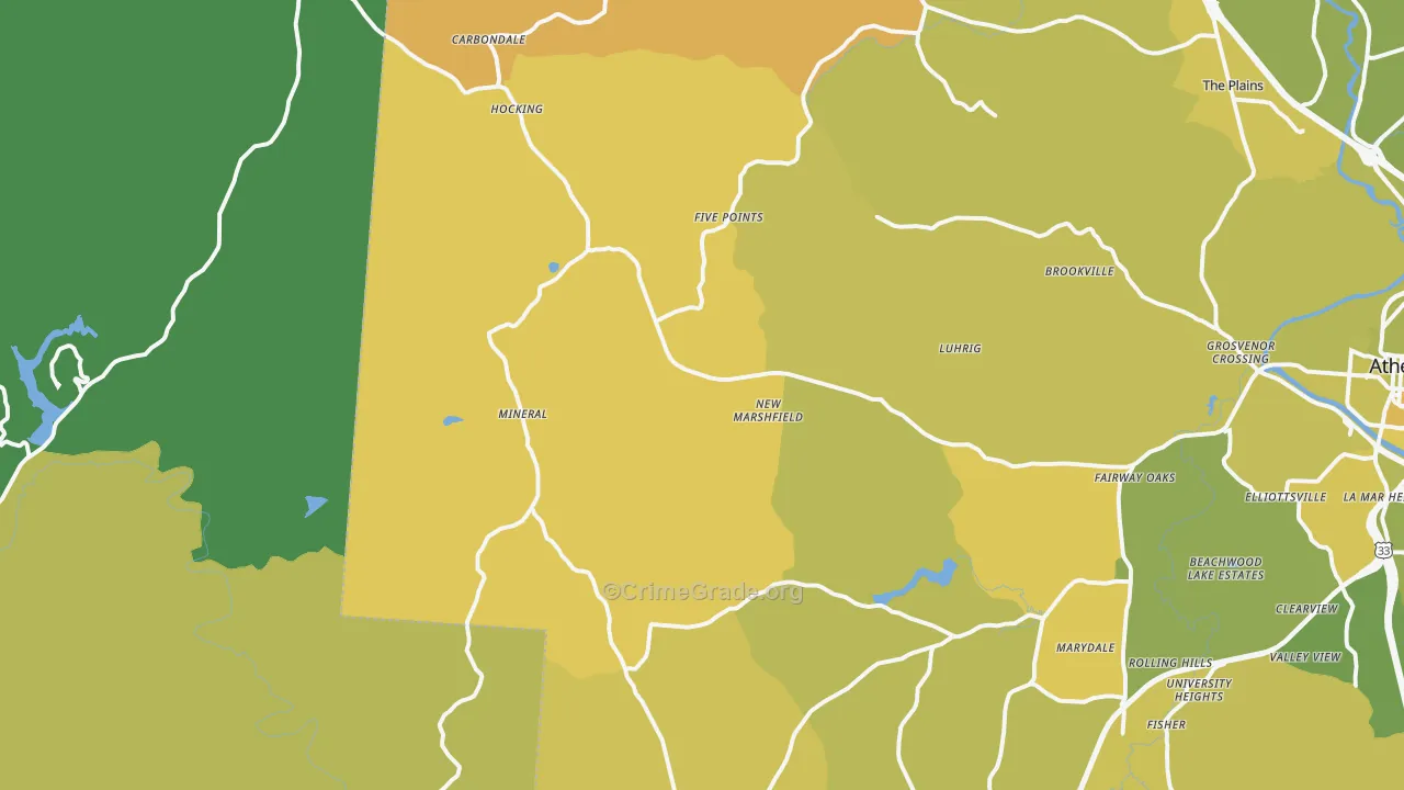 New Marshfield, OH Map of Vehicle Theft Rates