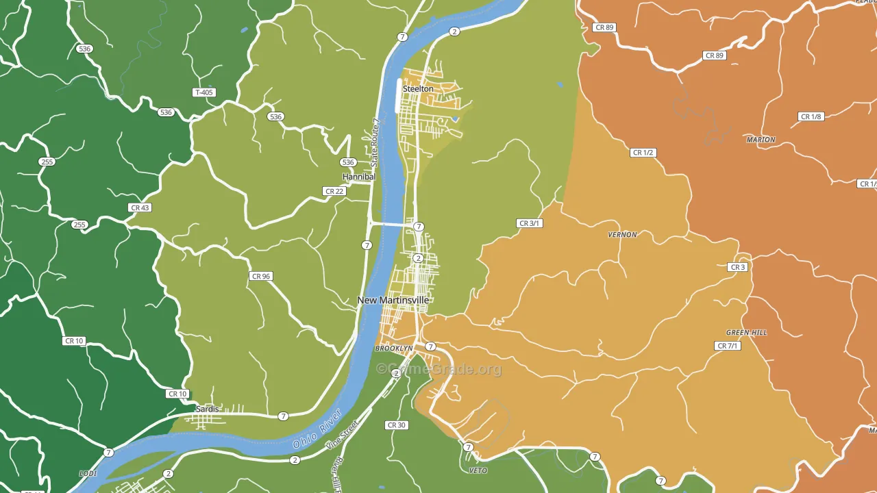 New Martinsville, WV Map of Vehicle Theft Rates