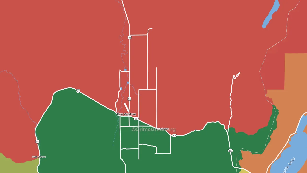 New Meadows, ID Map of Vehicle Theft Rates