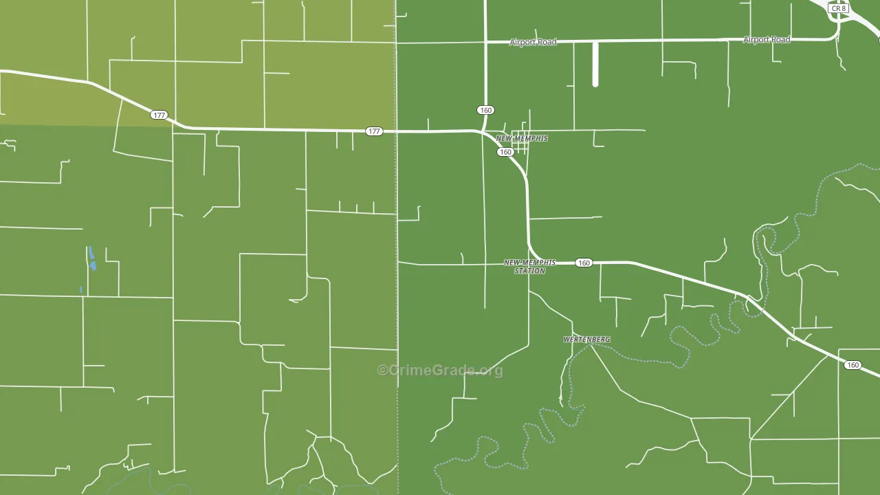 New Memphis, IL Map of Vehicle Theft Rates