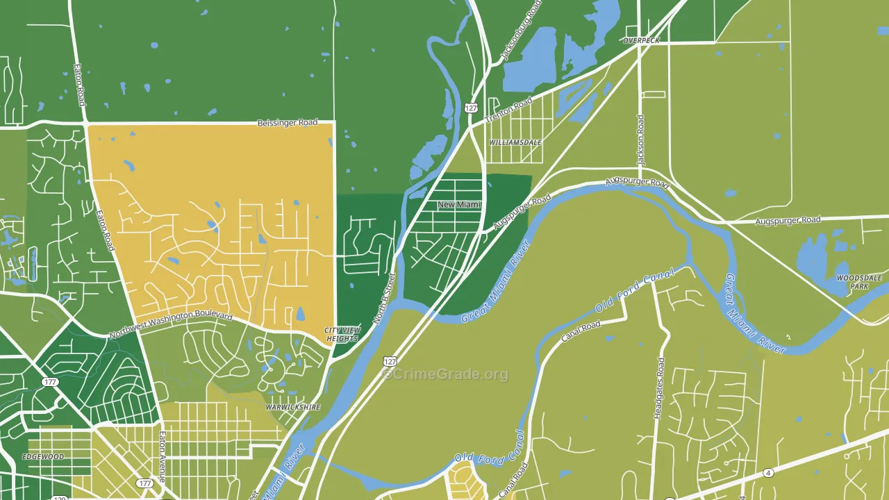 New Miami, OH Map of Vehicle Theft Rates