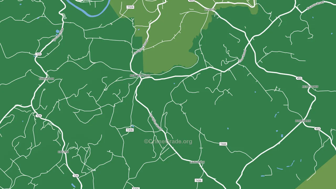 New Millport, PA Map of Vehicle Theft Rates