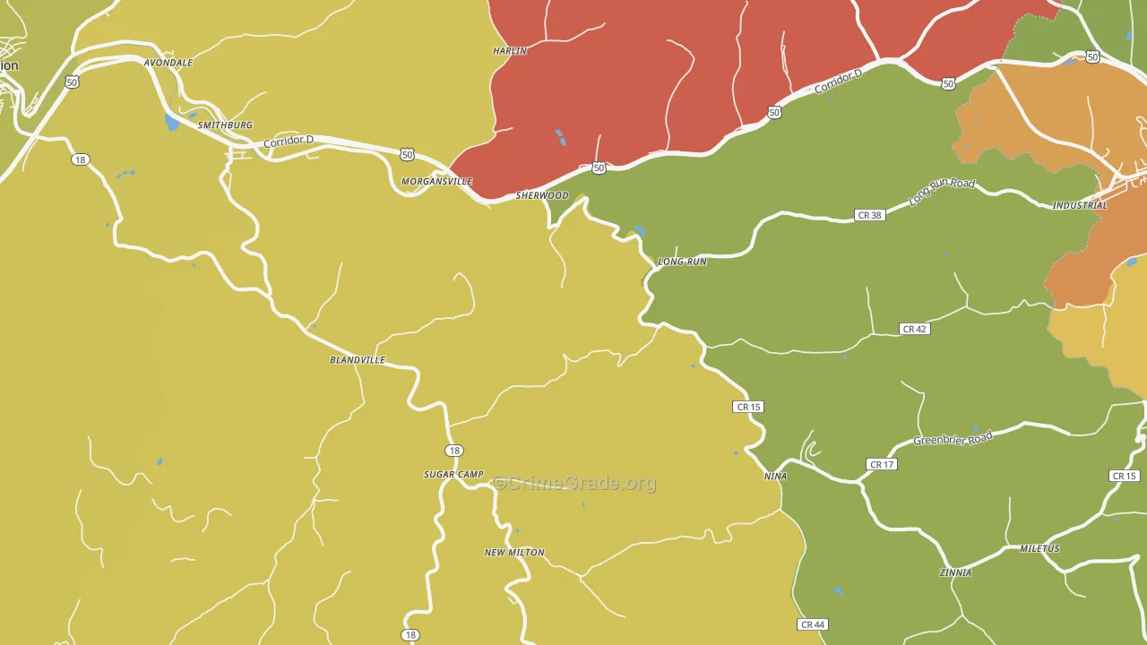 New Milton, WV Map of Vehicle Theft Rates