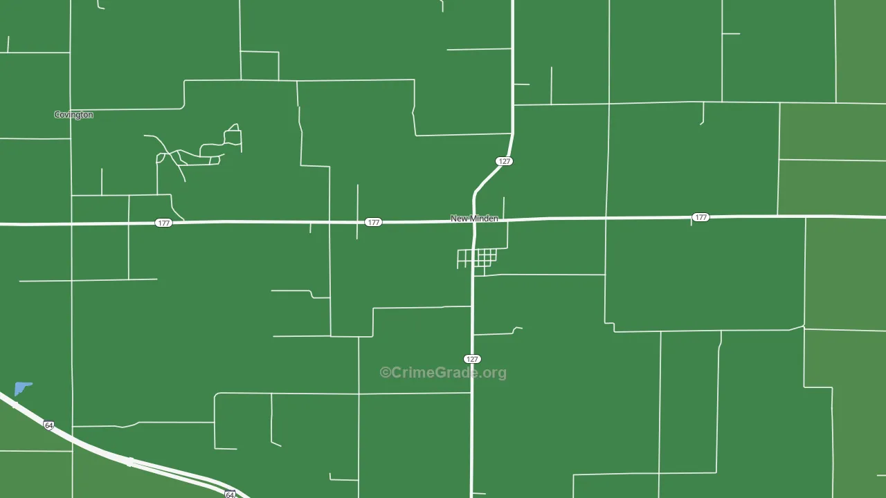 New Minden, IL Map of Vehicle Theft Rates