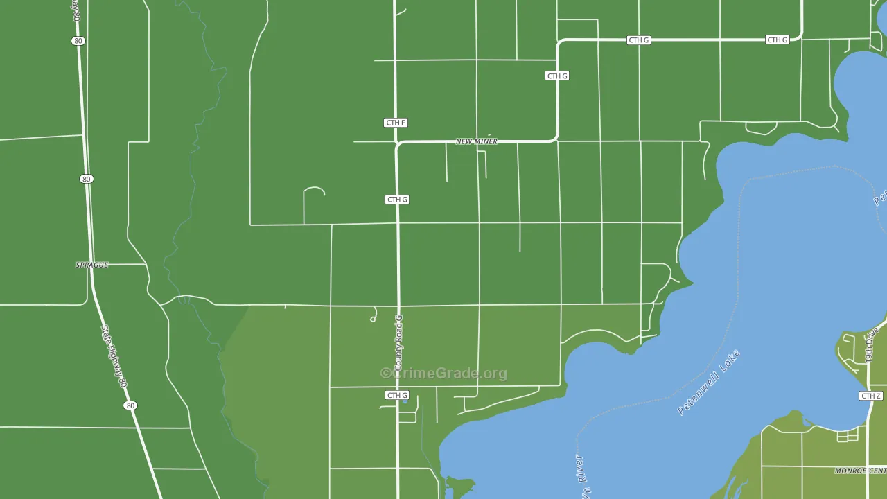 New Miner, WI Map of Vehicle Theft Rates