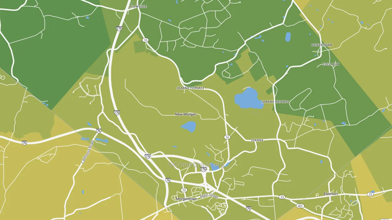 New Morgan, PA Map of Vehicle Theft Rates