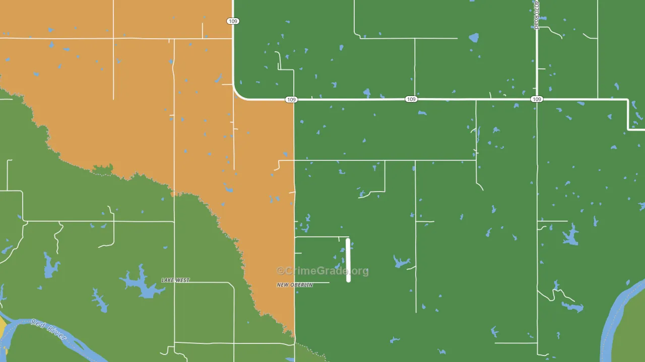 New Oberlin, OK Map of Vehicle Theft Rates