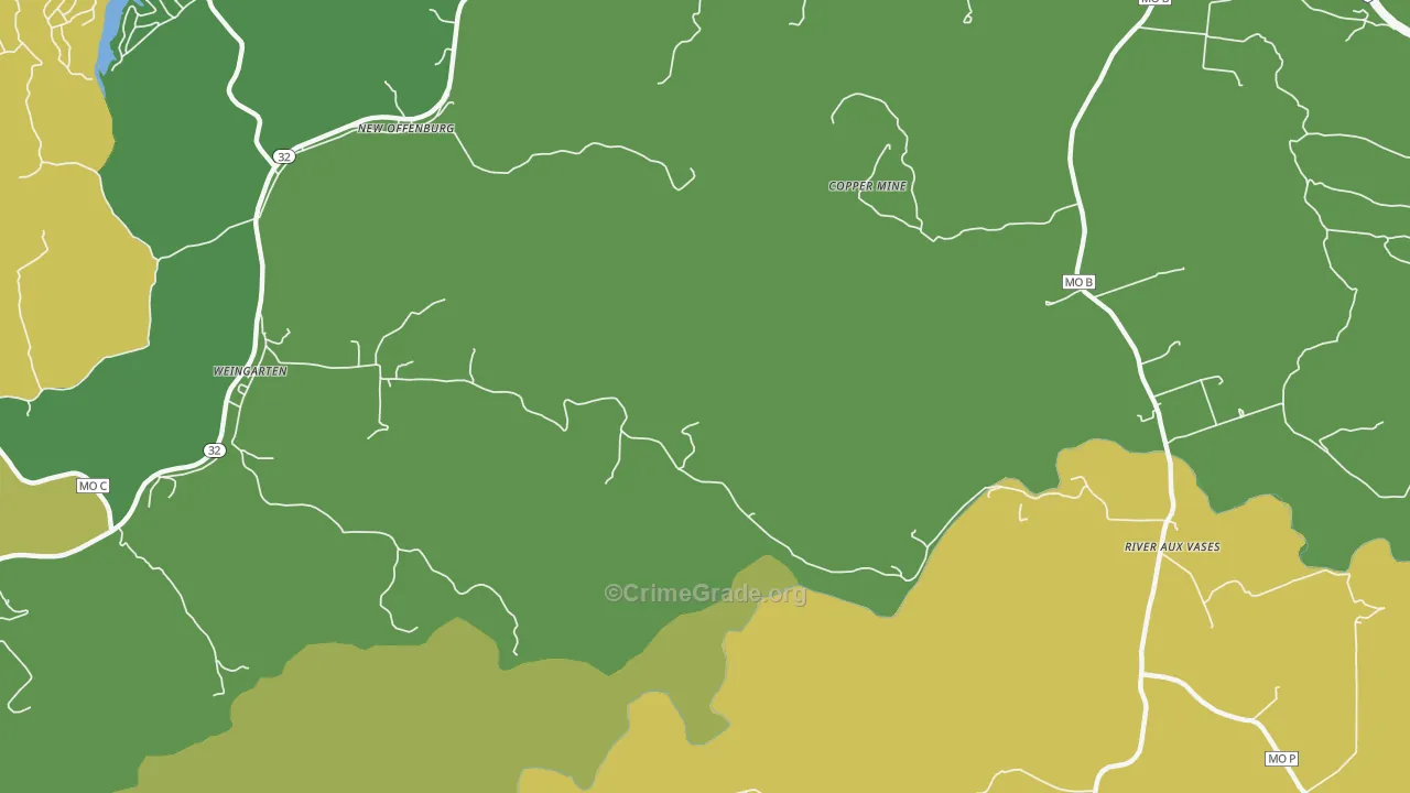 New Offenburg, MO Map of Vehicle Theft Rates