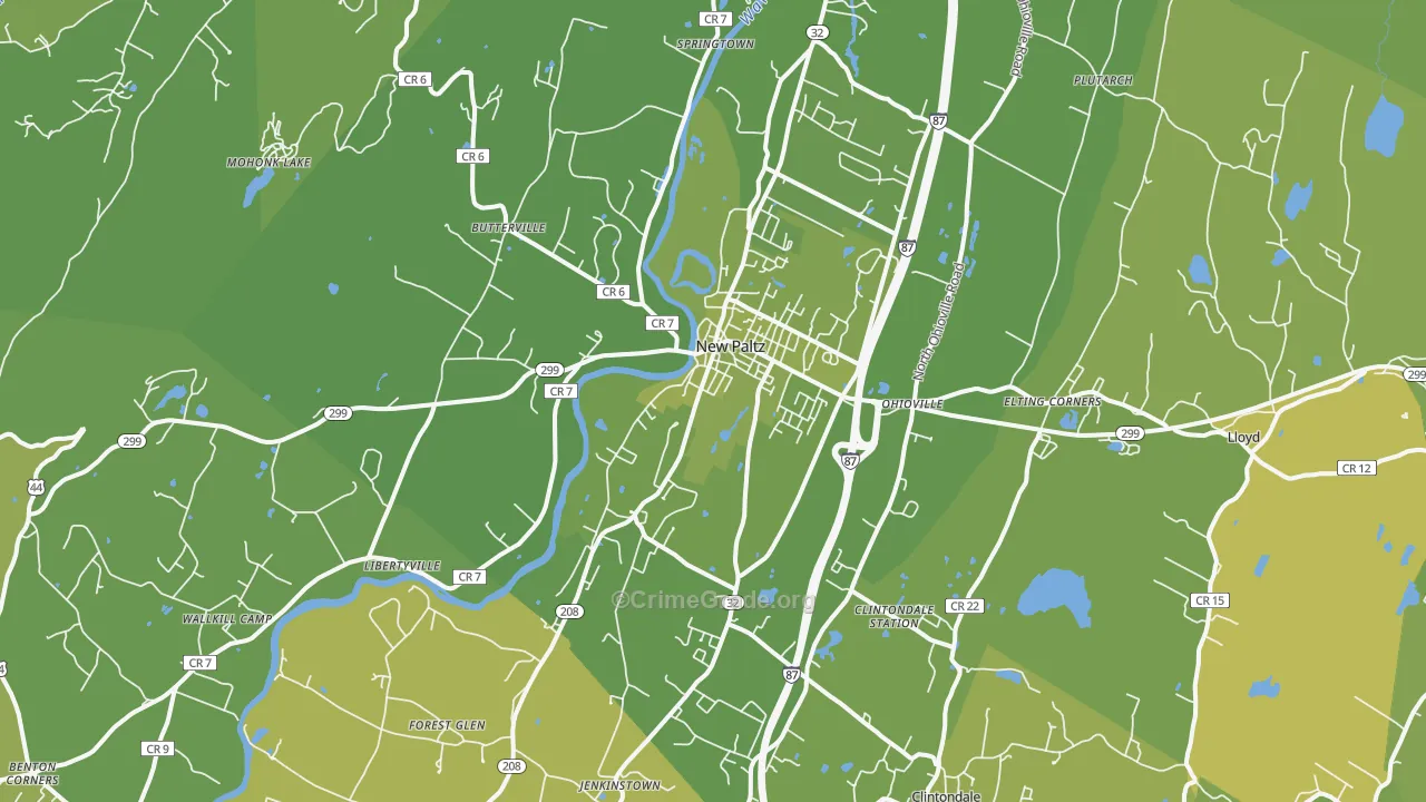 New Paltz, NY Map of Vehicle Theft Rates