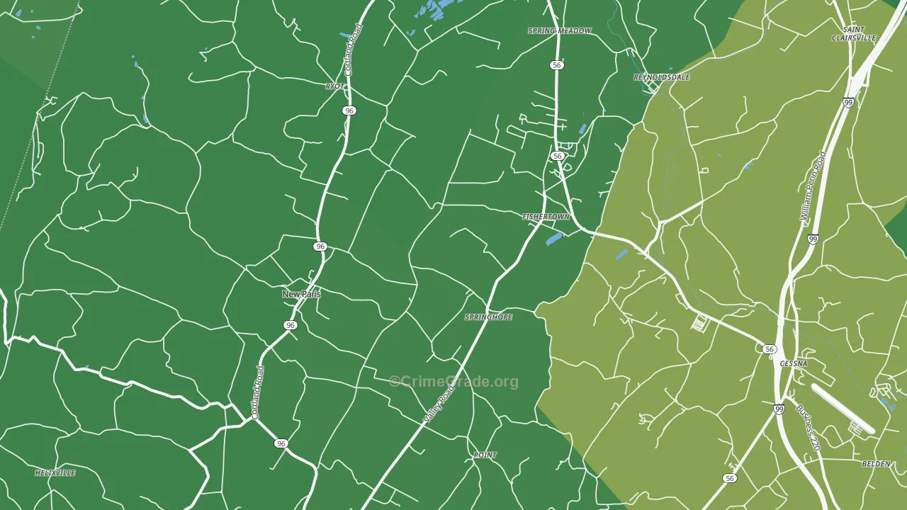 New Paris, PA Map of Vehicle Theft Rates