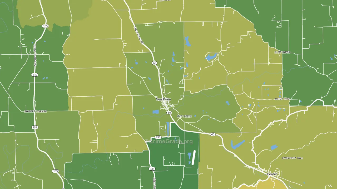 New Pekin, IN Map of Vehicle Theft Rates