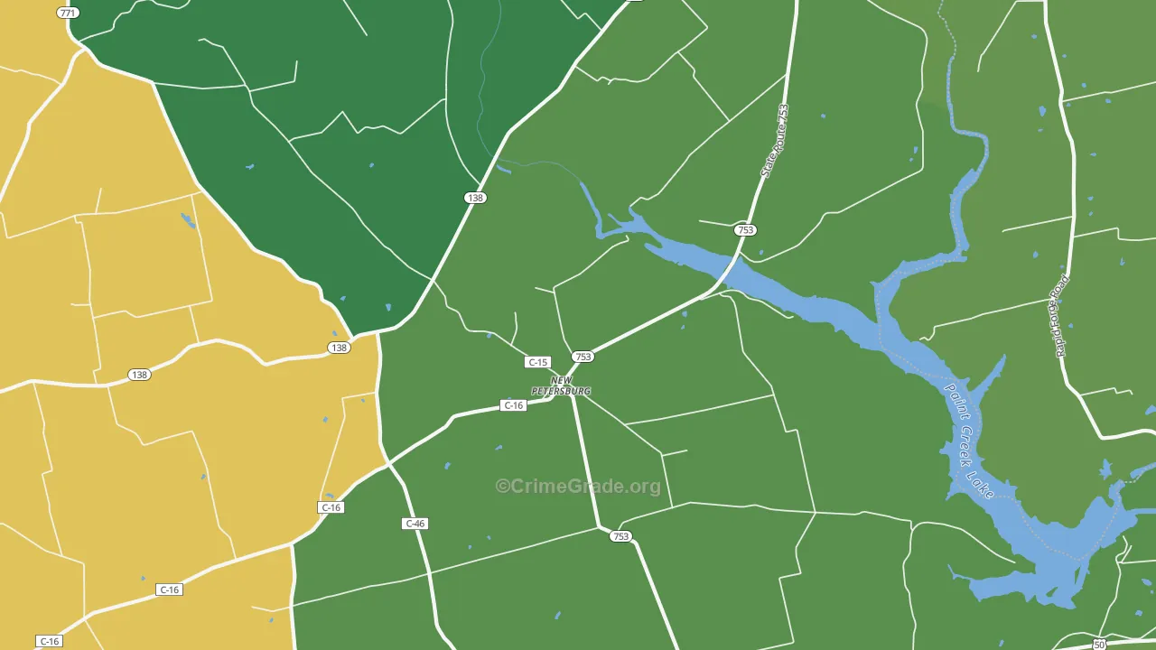 New Petersburg, OH Map of Vehicle Theft Rates
