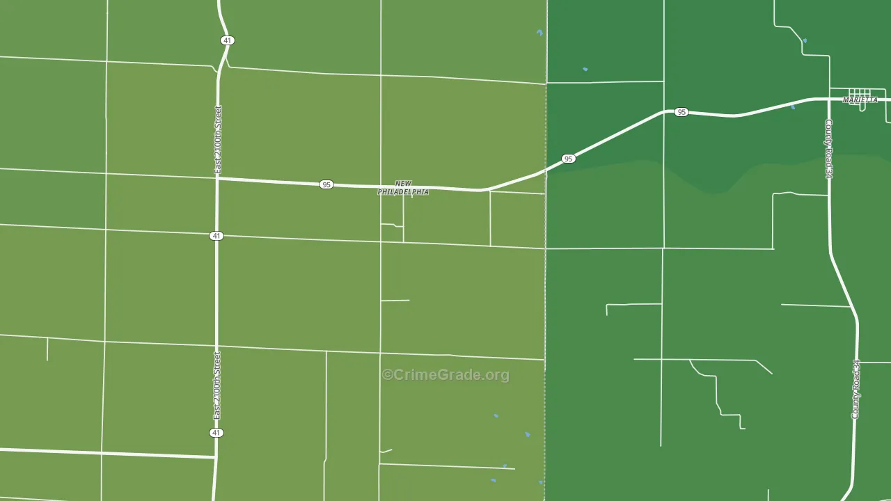 New Philadelphia, IL Map of Vehicle Theft Rates