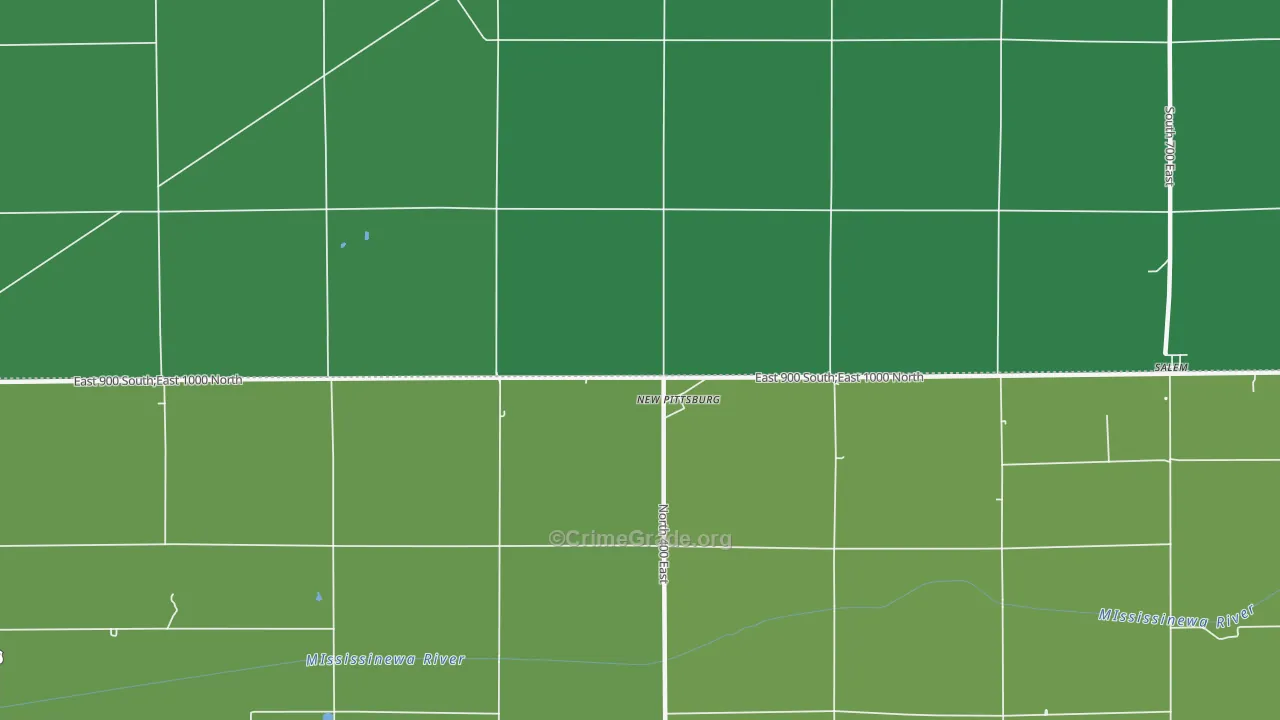 New Pittsburg, IN Map of Vehicle Theft Rates
