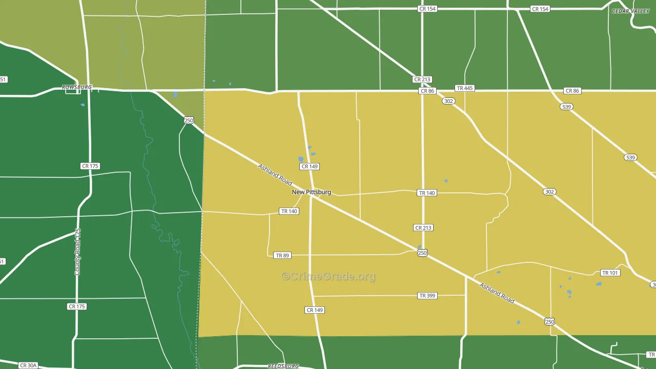 New Pittsburg, OH Map of Vehicle Theft Rates