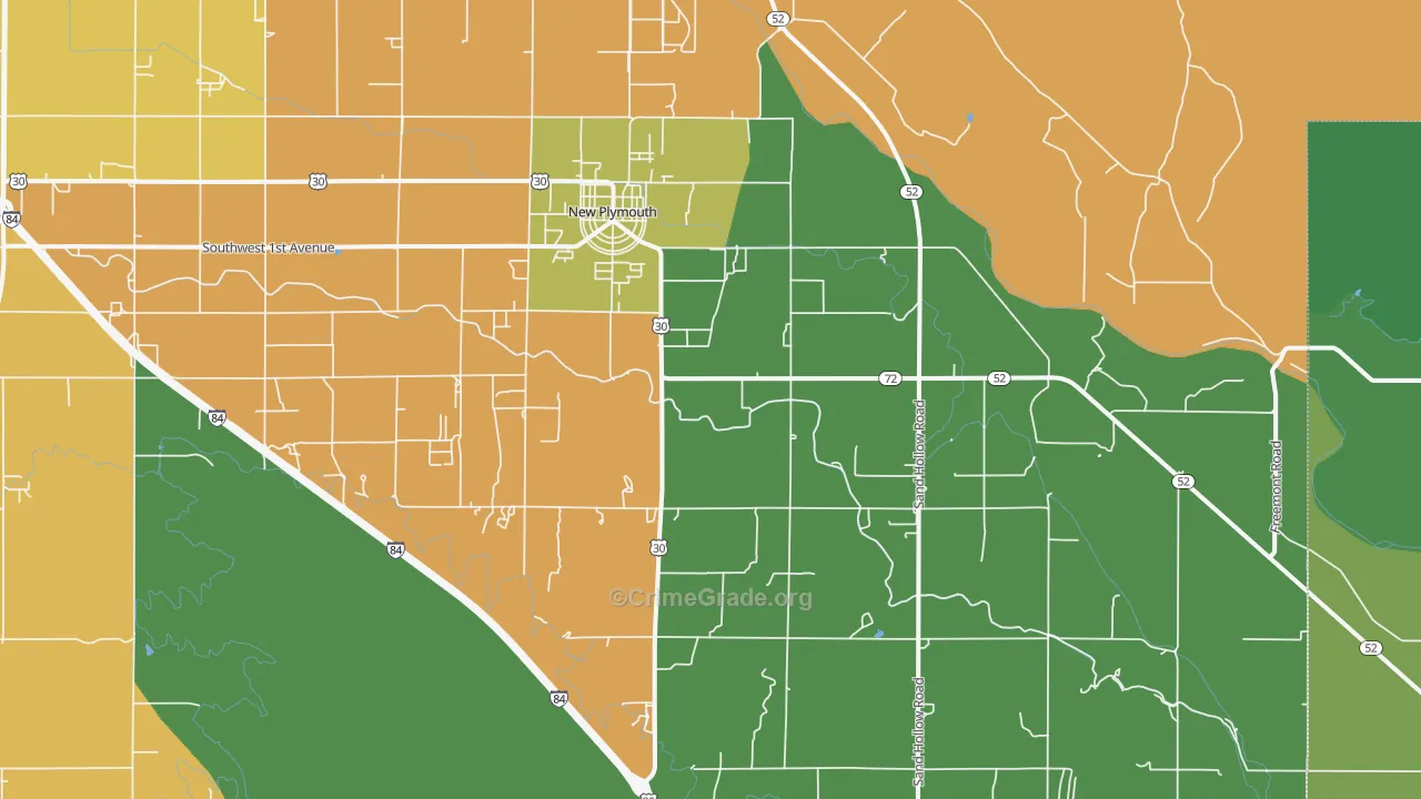 New Plymouth, ID Map of Vehicle Theft Rates