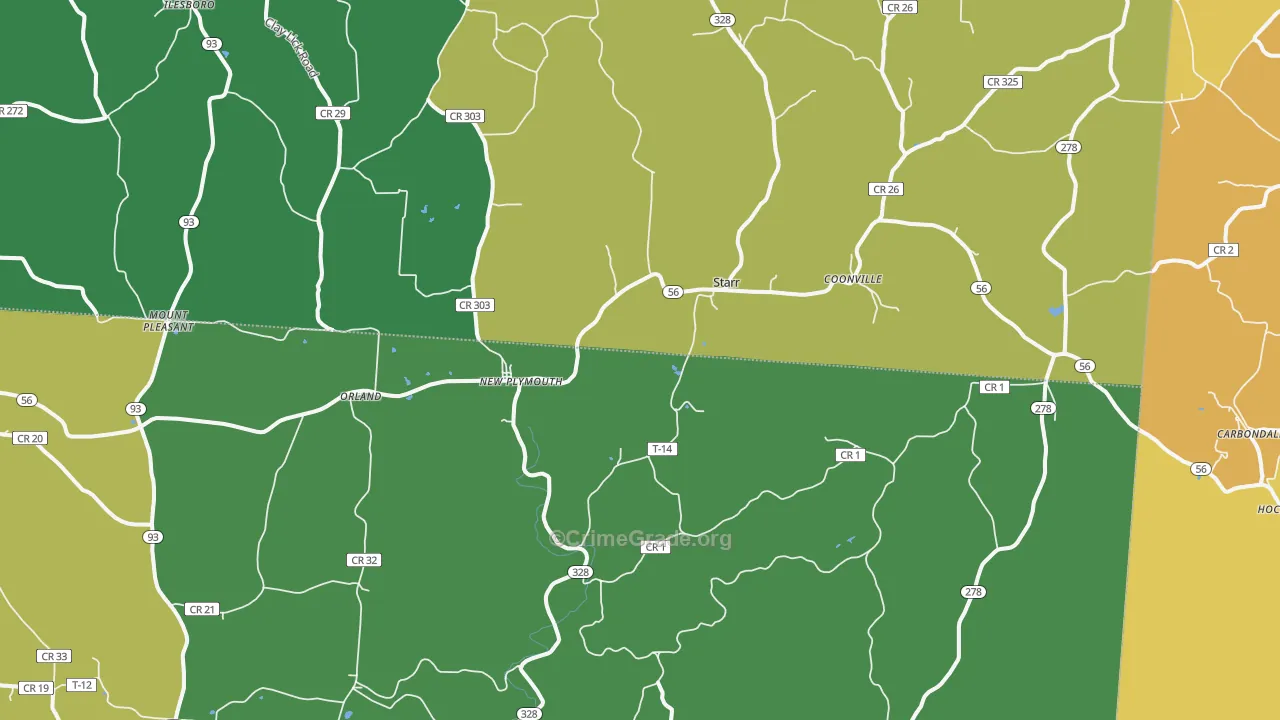 New Plymouth, OH Map of Vehicle Theft Rates