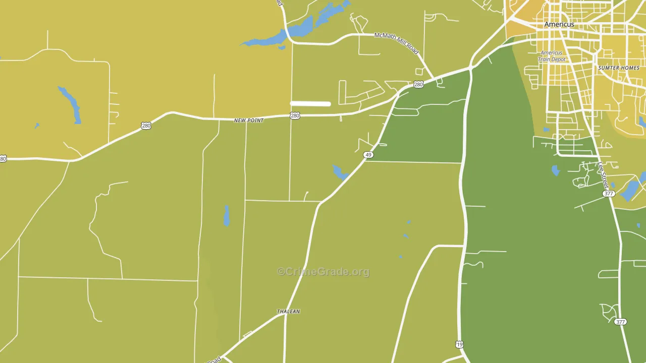 New Point, GA Map of Vehicle Theft Rates