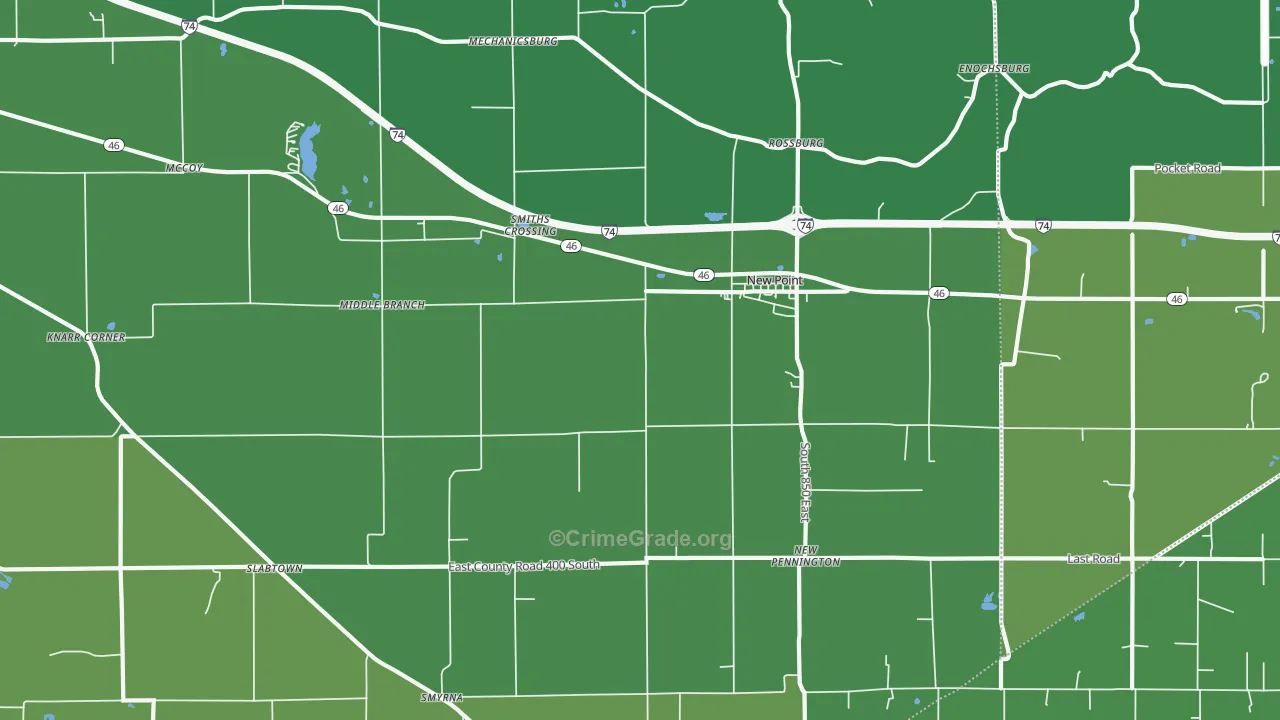 New Point, IN Map of Vehicle Theft Rates